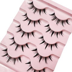 5/7/14Pairs Manga Lashes with Clear Band Japanese Anime Cosplay Eyelashes Spiky Wet Look Lashes Asian False Eyelashes Clusters