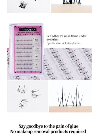 Self Adhesive Bottom Lashes No Glue Needed Reusable Under Eyelash Korean / Makeup DIY Individual Manga Lash Clusters