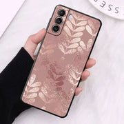 Case for Samsung Galaxy S24 S23 S10e S8 S7 S10 S21 S21 Plus S22 Ultra 5G S20 FE S9 Soft Gold Pink Rose Glitter Hearts Cover
