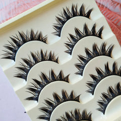 5 Pairs Natural Long Cat Eye False Eyelashes Cosplay Makeup Cross Strip Eye Lashes Handmade Manga Lashes Extension
