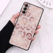 Case for Samsung Galaxy S24 S23 S10e S8 S7 S10 S21 S21 Plus S22 Ultra 5G S20 FE S9 Soft Gold Pink Rose Glitter Hearts Cover