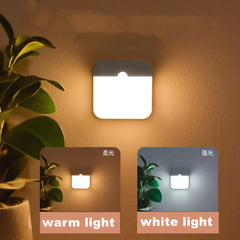 Motion Sensor Led Light Usb Charging Square Lamp for Bedroom Kitchen Stair