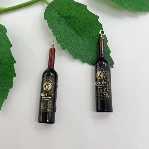 10pcs Red Wine Bottles Resin Charm Beverages Earrings Charm