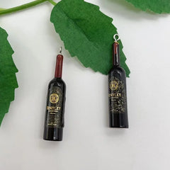 10pcs Red Wine Bottles Resin Charm Beverages Earrings Charm