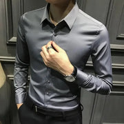 Clothes Business Male Top Plain with Print Men's Shirt and Blouse White Long Sleeve Elegant Hipster Silk Designer Cheap Brand I