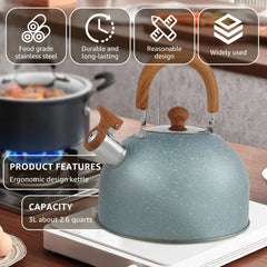 3L Liter Stainless Steel Whistle Kettle Thickened Kettle Gas Induction Cooker Universal Kettle Whistle Kettle Big Tea Kettle