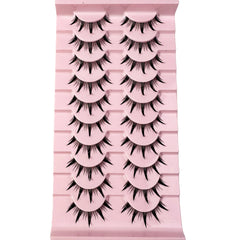 5/7/14Pairs Manga Lashes with Clear Band Japanese Anime Cosplay Eyelashes Spiky Wet Look Lashes Asian False Eyelashes Clusters