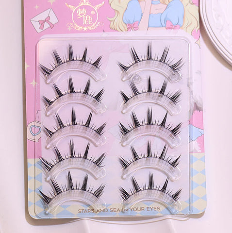 New Doll Lashes Extension Natural Cat Eye False Eyelashes Cosplay Makeup Cross Strip Eye Lashes Handmade Manga Anime Lash