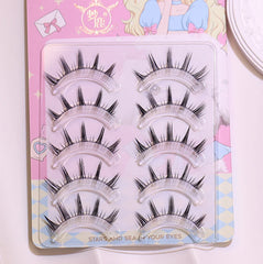 New Doll Lashes Extension Natural Cat Eye False Eyelashes Cosplay Makeup Cross Strip Eye Lashes Handmade Manga Anime Lash