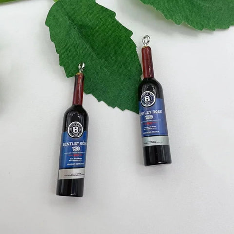 10pcs Red Wine Bottles Resin Charm Beverages Earrings Charm