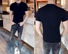 Clothes Gym Men's T-shirt Plain Streetwear Muscles Male Tee Shirts Skinny Top Ordinary High Quality Stylish Short Quarter Sleeve