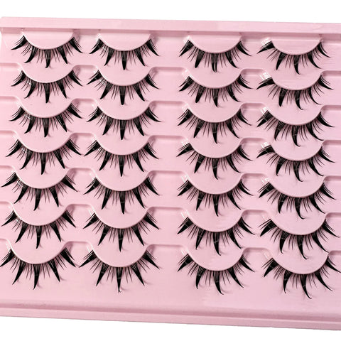 5/7/14Pairs Manga Lashes with Clear Band Japanese Anime Cosplay Eyelashes Spiky Wet Look Lashes Asian False Eyelashes Clusters