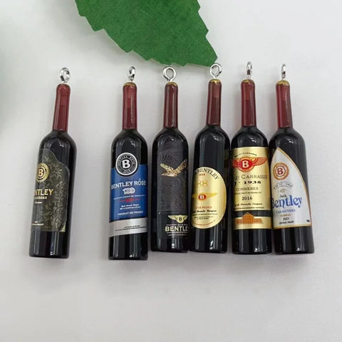 10pcs Red Wine Bottles Resin Charm Beverages Earrings Charm