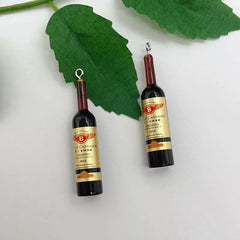 10pcs Red Wine Bottles Resin Charm Beverages Earrings Charm