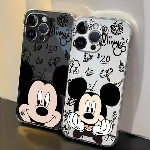 Clear Cover Case for iPhone 11 12 Pro Max 14 15 16 Plus Disney Minnie Mickey Cool
