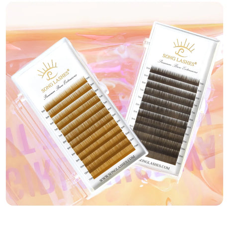 SONG LASHES  High Quality Straight Curvate Eyebrow Extensions False Eyebrow 12 lines Brown Color Eyebrow Extension