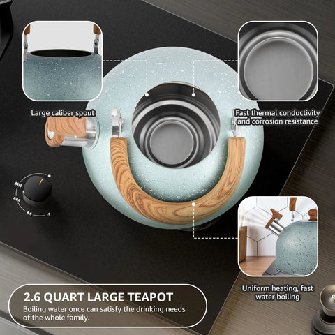 3L Liter Stainless Steel Whistle Kettle Thickened Kettle Gas Induction Cooker Universal Kettle Whistle Kettle Big Tea Kettle