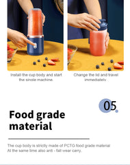 Portable Juicer Cup Smoothie Blender 6 Blade Blender Bottle  Household Fruit Juicer Cup USB Rechargeable Juicer Kitchen Tool