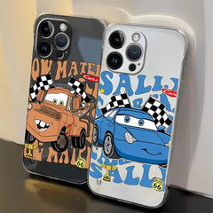 Clear Cover Phone Case for iPhone 14 15 16 Plus 11 12 Pro Max Disney Lightning McQueen