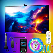 Smart TV LED Backlight with Camera for 55-75 inch Screens RGBIC LED Strip Lights Music Sync APP Control LED Ambient Lighting