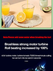 Electric Juicer Cup 6 Blades Blender Milkshake Machine USB Portable Fruit Milk Mixing Tool Mini Fresh Juice Blender