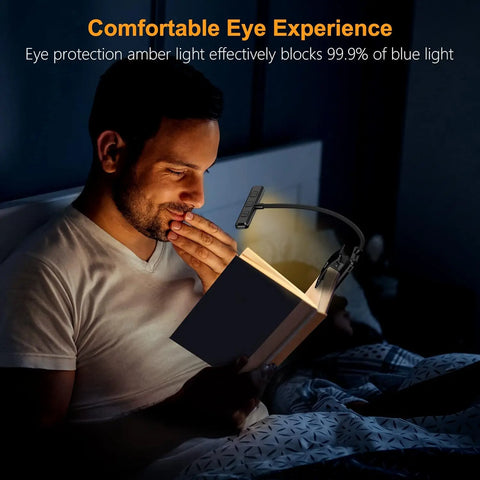 LED Book Light Reading Light Eye Caring Clip-on USB Rechargeable Dimmable Light Lamp Adjustable Flexible Night Reading Lamp