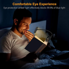 LED Book Light Reading Light Eye Caring Clip-on USB Rechargeable Dimmable Light Lamp Adjustable Flexible Night Reading Lamp