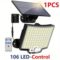 1/2pcs Solar Light Outdoor, 106 LED Super Bright Motion Sensor Light, Solar Strong Power LED Garden Wall Lamp with 4 Working Modes, LED Outdoor Wall Light for Garden, Patio, Garage, Front Door, Pool, Steps, Fence, Street Ligh